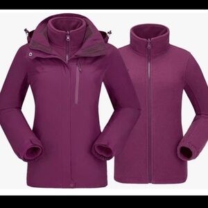 CAMEL CROWN Waterproof Hooded Ski Jacket Windbreaker Womens XXXL